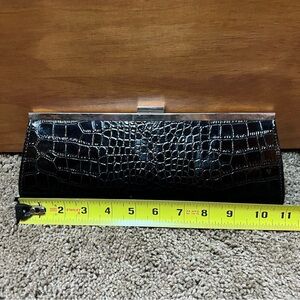 Vintage Black Giannini faux leather Crocodile Embossed black Clutch B 63